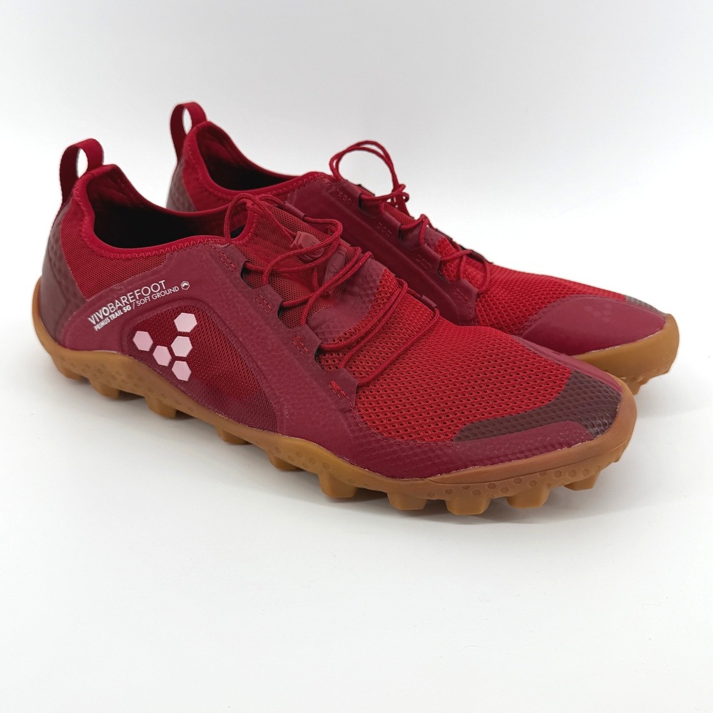 Vivobarefoot Mens US 14 EUR 47m Primus Trail SG Soft Ground Red Gum Sneakers